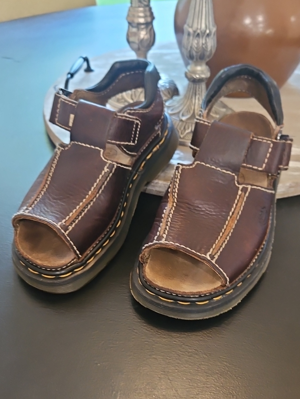 Dr. Martens Y2K Women's Brown Leather Chunky Airware Sandals. Size 5